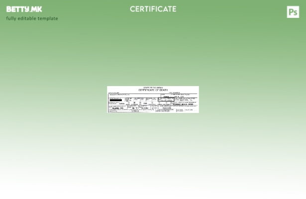 Модерен стил Шаблон за потврда за смрт на владата на САД во Оклахома